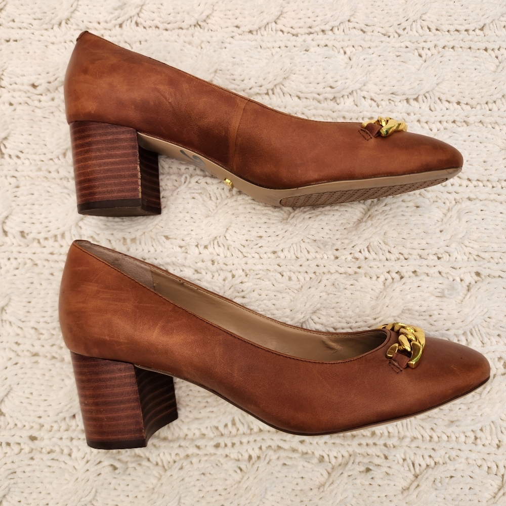 Ralph Lauren Brown Heels with Gold Accent